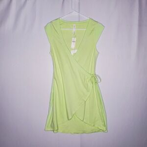 Daily Practice Anthropologie Tie Wrap Tunic Tank Top Women XS Yoga Neon Lime